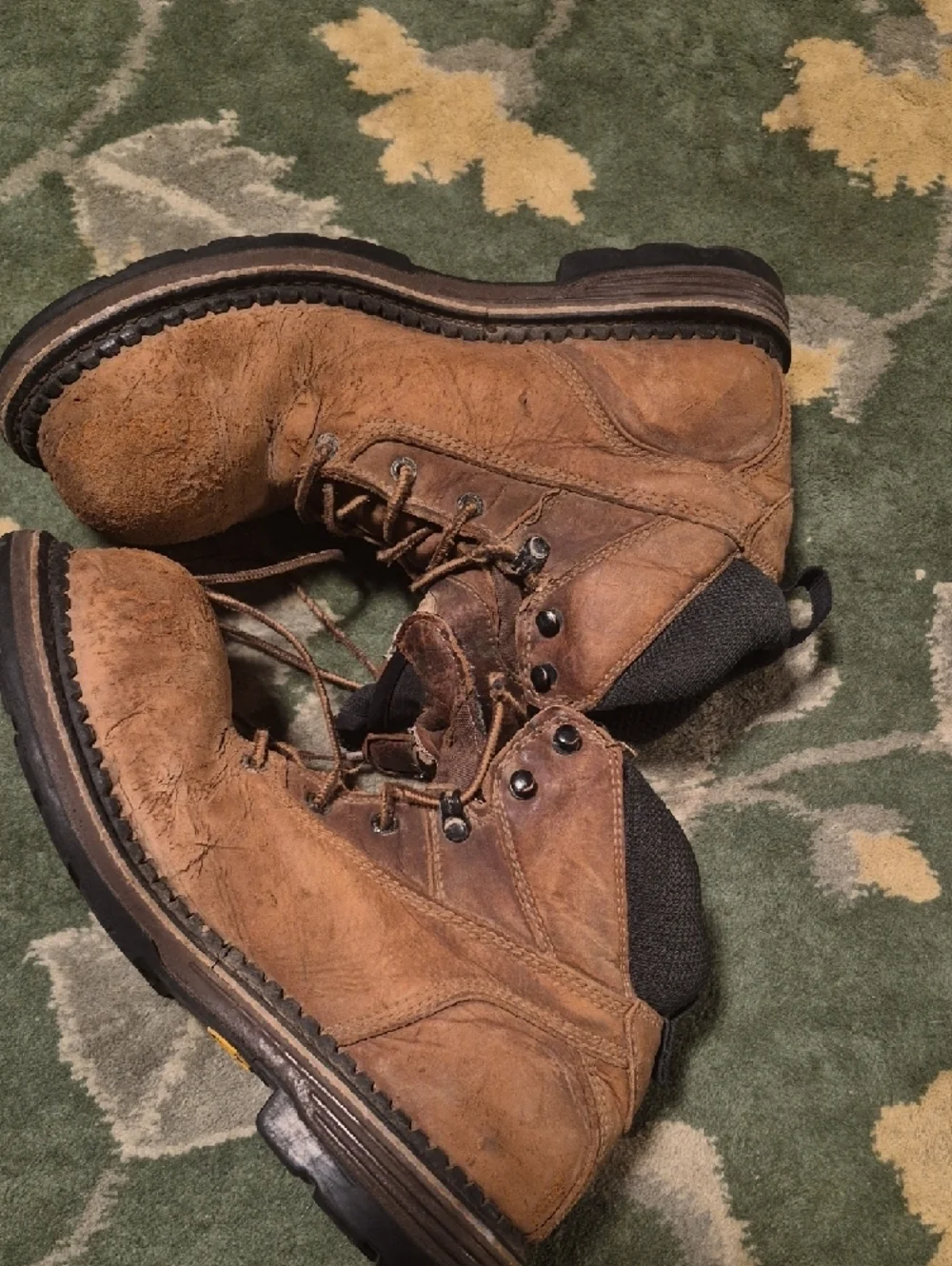Irish Setter Brown Leather Work Boots with Black Collar
